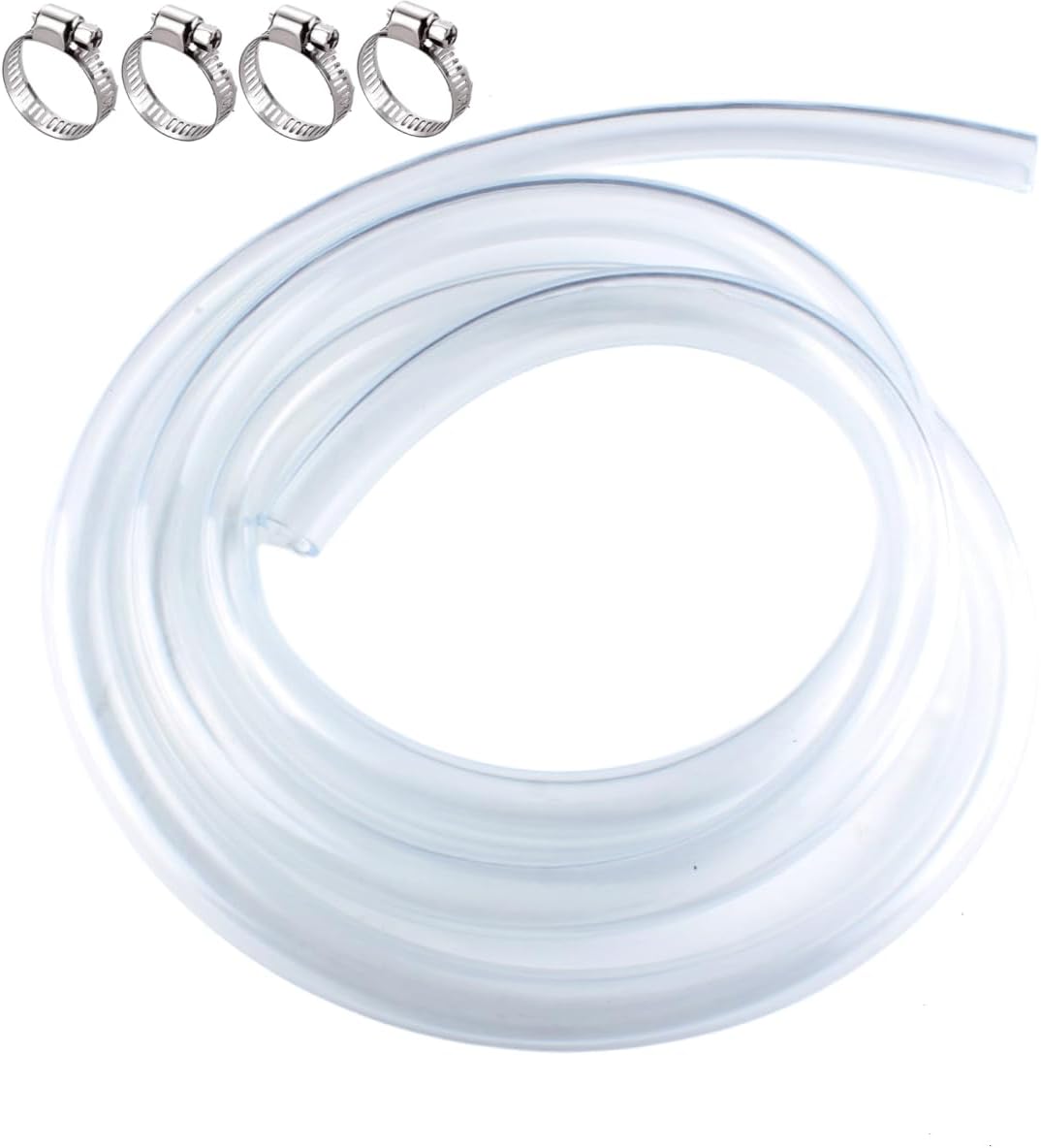 Tubo de PVC de 1 pulgada de diámetro interior x 1-14 pulgadas de diámetro exterior – Tubo de vinilo transparente de 10 pies con 4 abrazaderas de