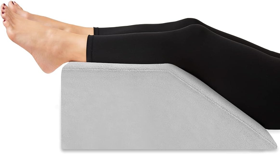 Almohada de elevación de piernas con parte superior de espuma viscoelástica de gel refrescante, reposa piernas poscirugía, almohada de espuma de