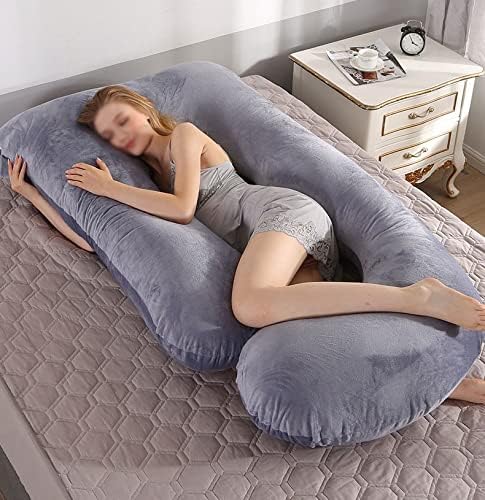 Almohadas de embarazo cómodas almohadas de embarazo para dormir con funda de terciopelo extraíble en forma de U almohada de maternidad para apoyo de