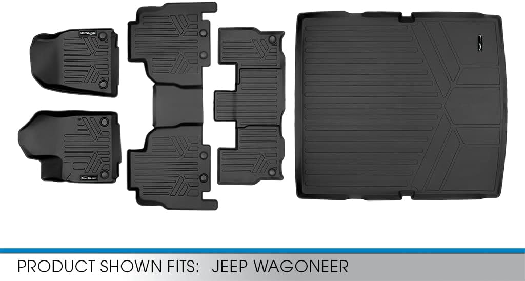 SMARTLINER Juego de alfombrillas de 3 filas y forro de carga para todo tipo de clima, color negro, para detrás de la segunda fila, compatible con