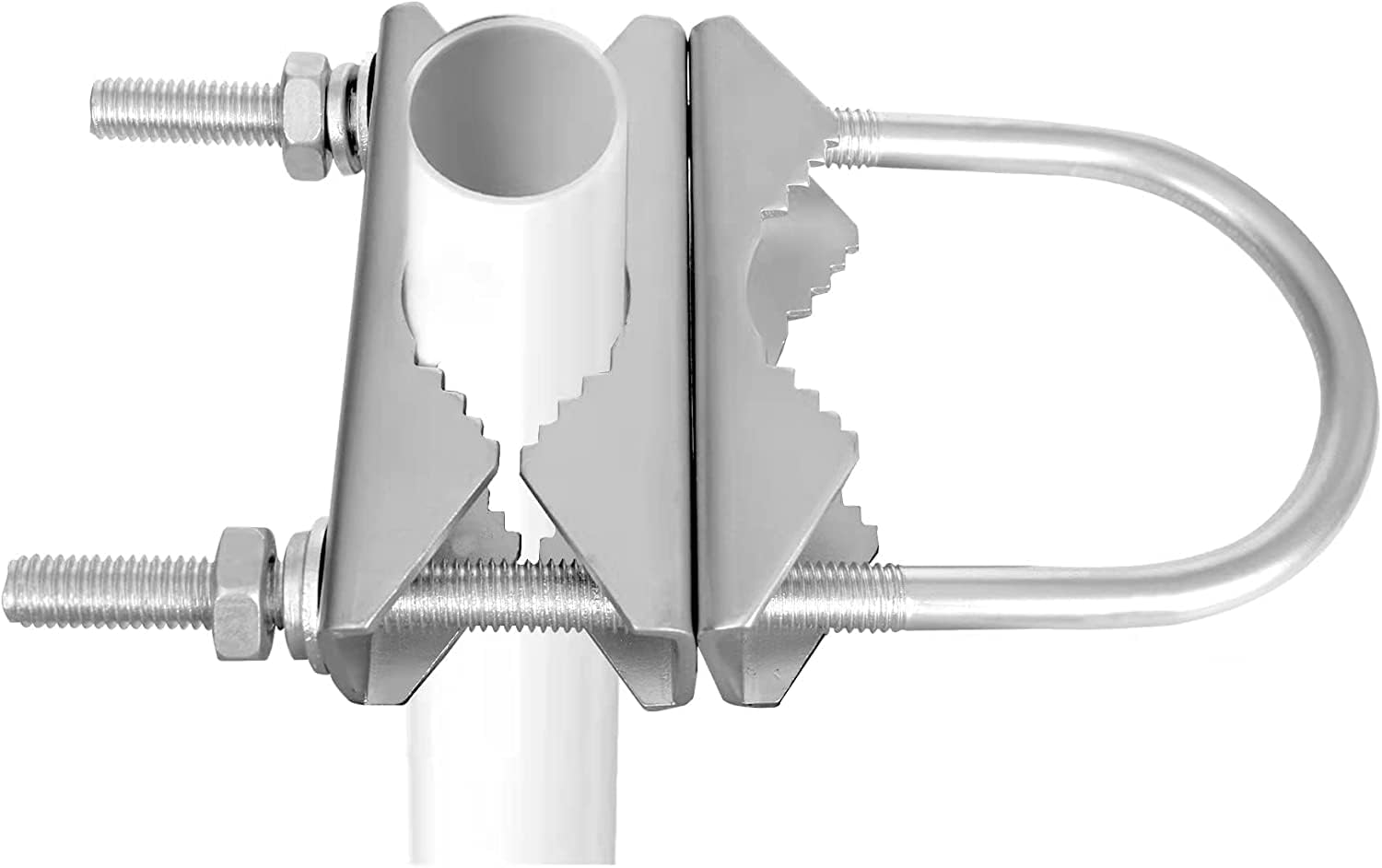 Slinkdsco – Abrazadera de mástil de doble antena pesada en V, pernos en U, accesorios de montaje de tubería para TV CB, antena de jamón, sombrillas,