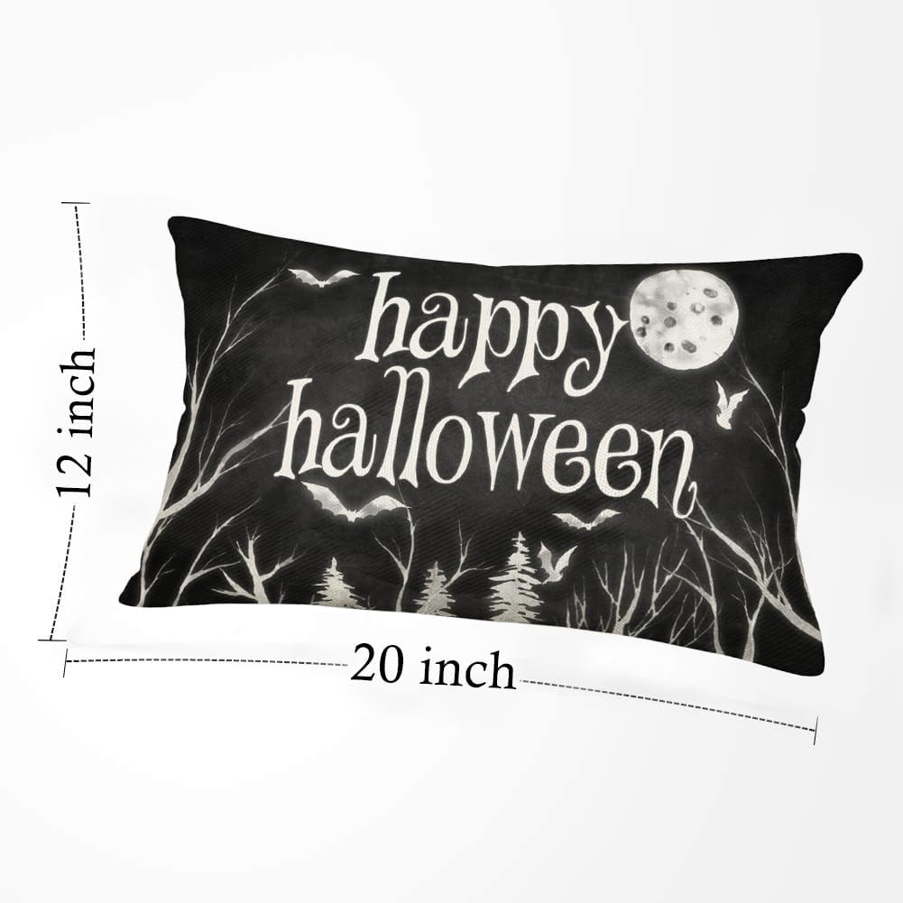 MEHOTOP Fundas de almohada decorativas de Halloween de 12 x 20 pulgadas, para decoración del hogar en vacaciones, funda lumbar de Halloween para