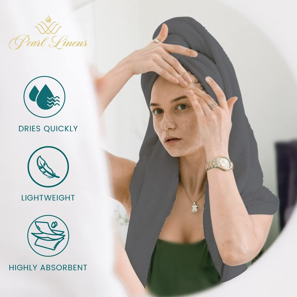 Pearl Linens Juego de 6 toallas de baño 100% algodón prémium para gimnasio, piscina y spa, 24 x 50 pulgadas, toallas de baño de lujo, 500 GSM,