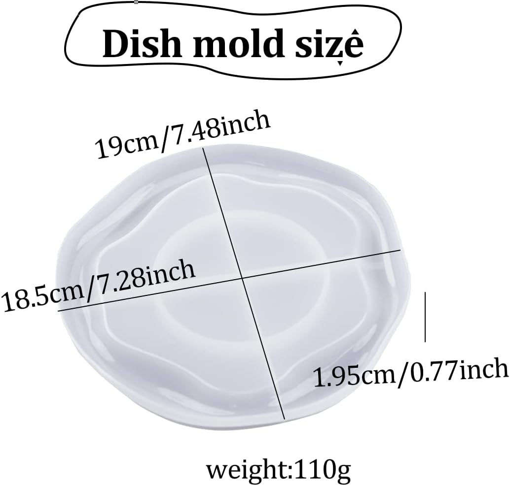 Voyyphixa Round Tray Resin Mold Coaster Silicone Molds for Epoxy Resin Irregular Tray Molds for Casting DIY Plate Jewelry Storage Box Trinket Dish