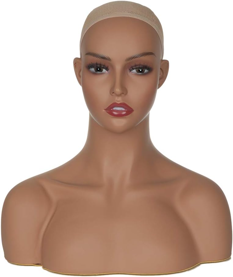 Busto de cabeza de maniquí con hombros para herramienta de visualización de pelucas, 2 piezas