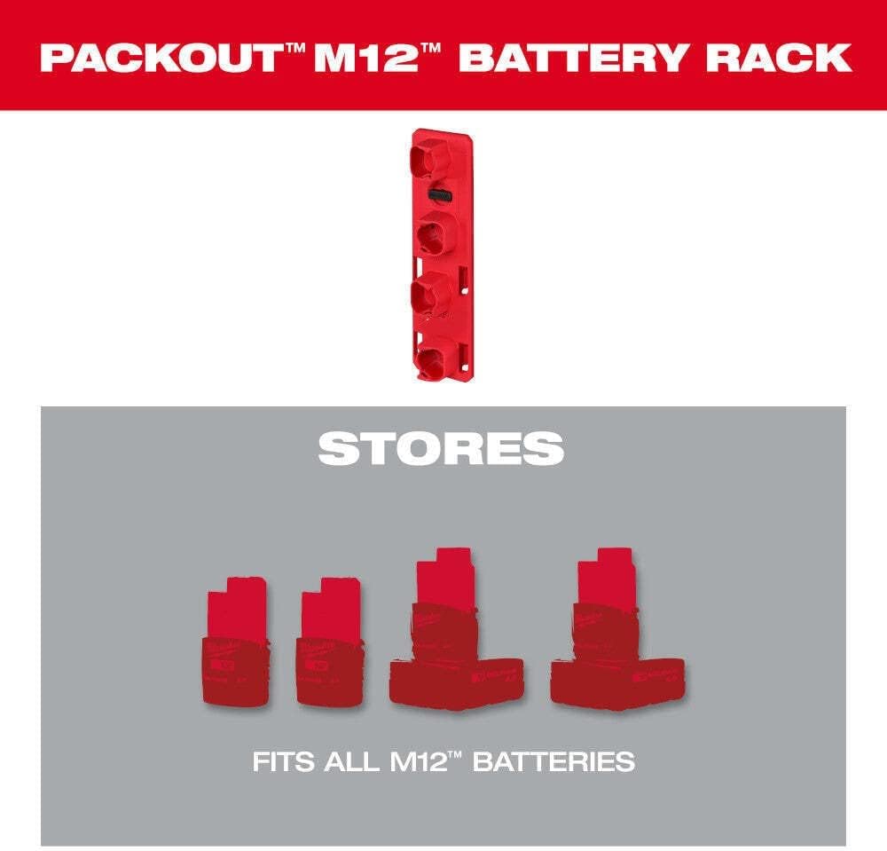 48-22-8338 Para Milwaukee M12 Sistema de almacenamiento de batería duradero y versátil (capacidad 4)
