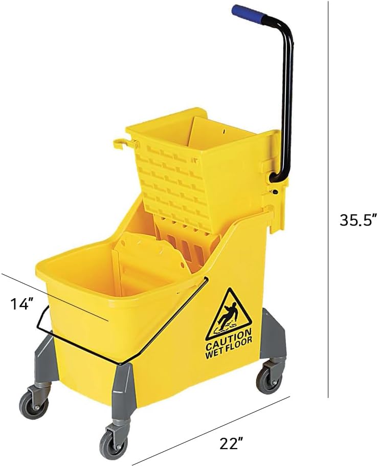 fregona cubo Deluxe prensa lateral Wringer 42L comerial limpieza residencial