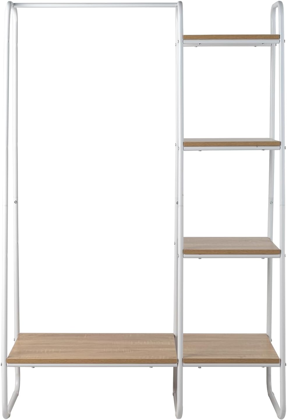 Perchero de ropa con estantes, estantes para colgar ropa, perchero de ropa resistente, perchero portátil con estantes, armario de pie (blanco)