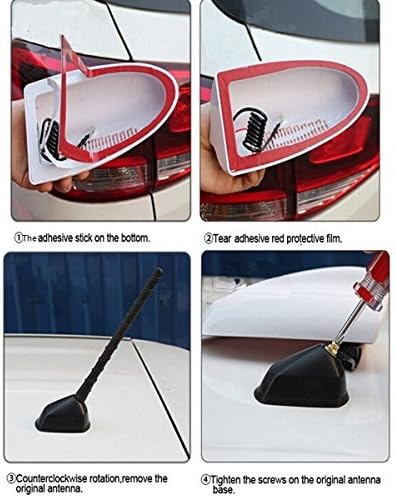 Possbay Antena universal de aleta de tiburón para coche, antena de señal de radio AMFM para auto, SUV, camión, todoterreno, con base adhesiva (fibra