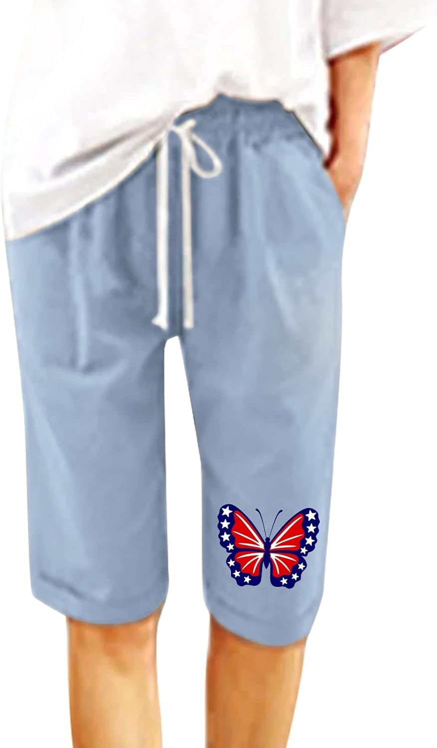 Running Shorts for Women,Womens Casual Shorts Drawstring Elastic Waist Ruffle Hem Summer Shorts Comfy Pocketed Pants