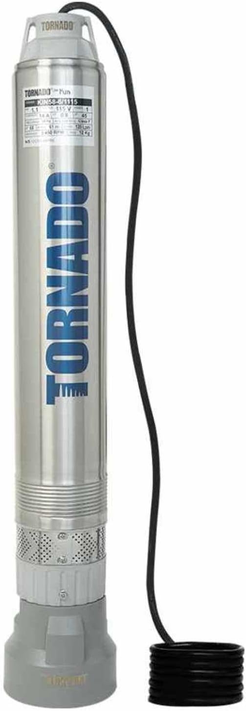 TORNADO Brand Submersible Pump with Float, KIN-Series, 1.5 HP, 230 Volts, 115 LPM, 304 Stainless Steel, 2 Threads, (KIN58-81230A)