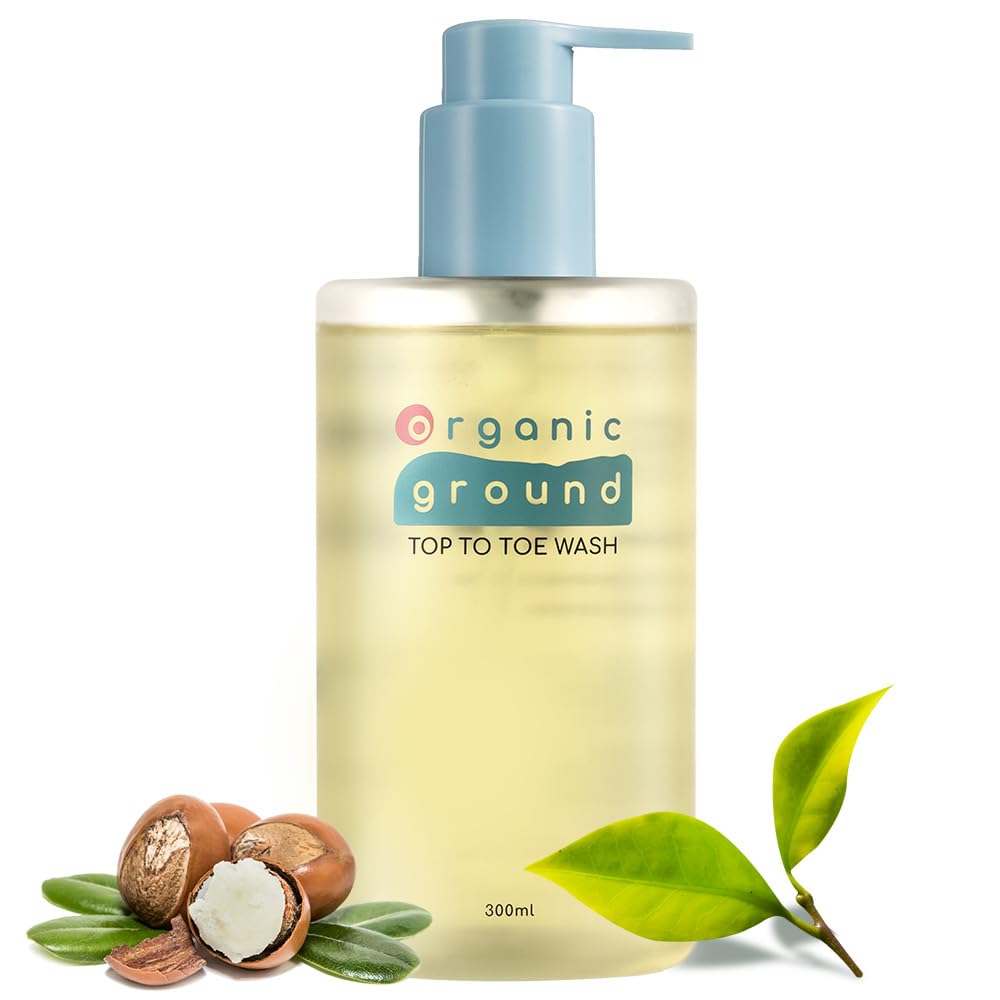 Organic Ground Lavado de pies a pies con glicerina (10.14 onzas líquidas), sin desgarros, bajo pH, tipo de agua, jabón corporal todo en uno, OMG,