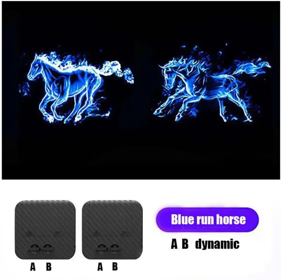 2 luces de caballo azules dinámicas inalámbricas con sensor de puerta de automóvil, LED, HD, bienvenida, cortesía, sombra fantasma, lámpara
