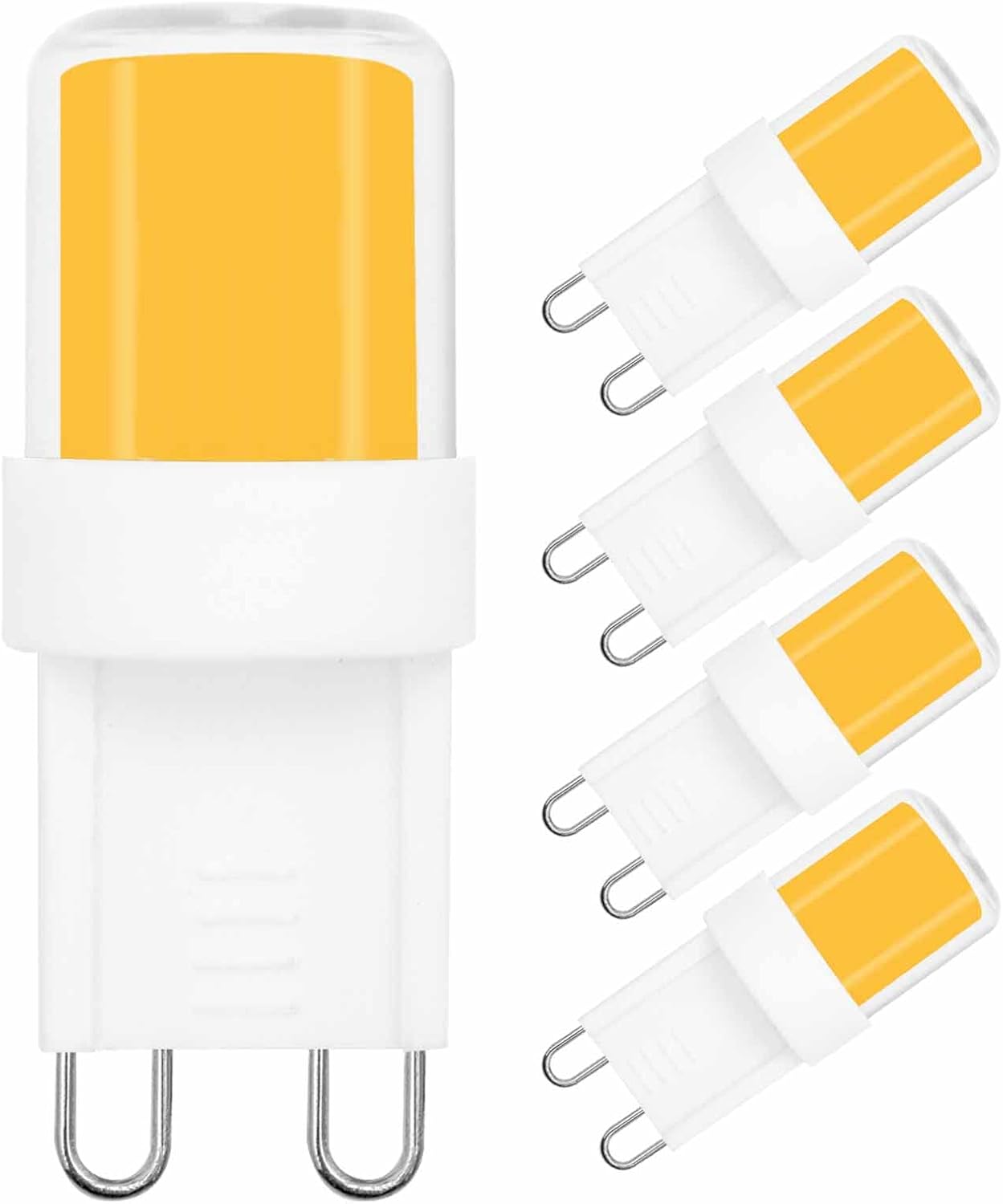 Paquete de 5 bombillas LED G9 2W 20 W equivalente a halógeno 3000 K, blanco cálido, 300 lúmenes, JCD, base bi-pines, campana extractora, bombillas