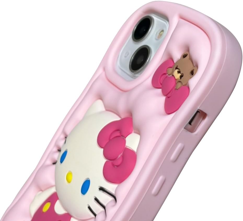 Funda de silicona de dibujos animados para iPhone 13, bonita y divertida funda 3D de personaje de gatito kawaii para niños y mujeres