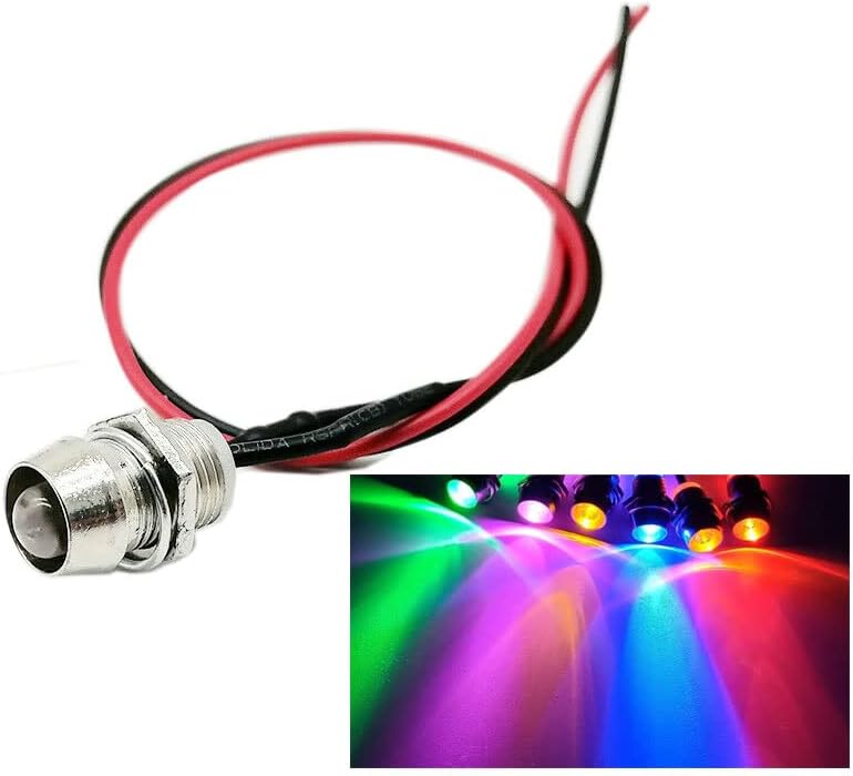 Juego de bombillas LED de 0.197 in y 12 V con diodo emisor de 0.315 in de diodo emisor blanco, rojo, verde, azul, amarillo, naranja, (10 unidades UV