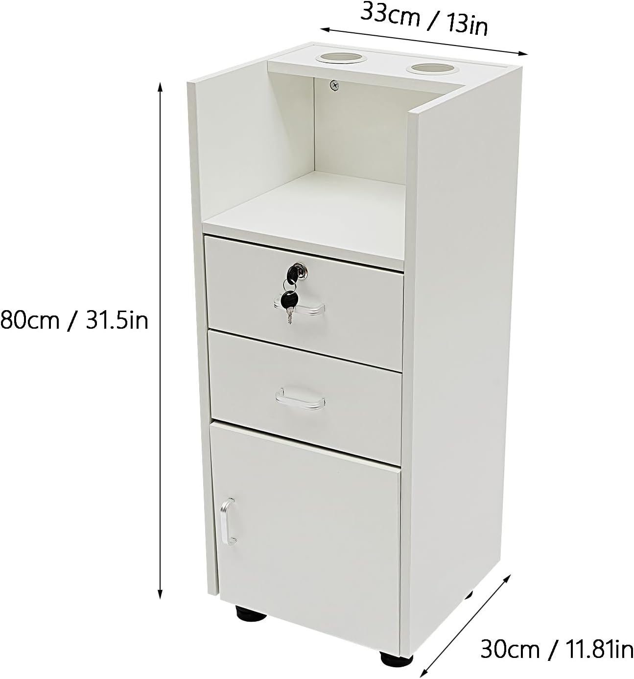 Gabinete de almacenamiento para estaciones de peluquería de 5 capas con cajón y ruedas, 2 soportes para secador de pelo, para estilista, peluquería,