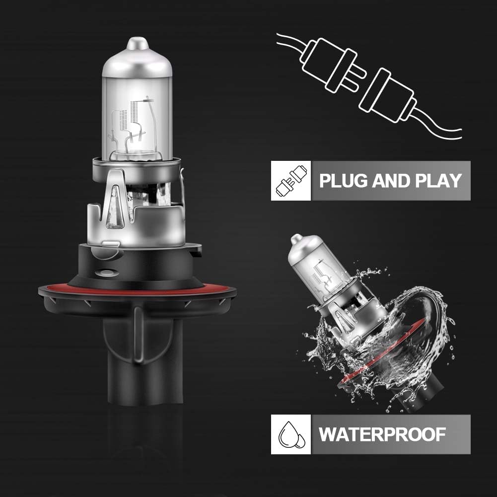 WinPower H13 9008 – Bombilla halógena para faros delanteros, luz blanca cálida súper brillante de 55 W60 W, 4300 K, luz alta y baja para automóvil,