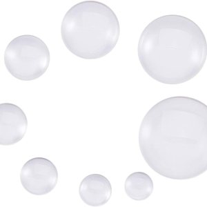LiQunSweet 100 cabujones de cúpula de cristal transparente de 10 tamaños medio redondos con parte trasera plana transparente para camafeo y foto, LiQunSweet 100 cabujones de cúpula de cristal transparente de 10 tamaños medio redondos con parte trasera plana transparente para camafeo y foto,