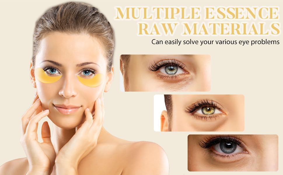 Parches debajo de los ojos para ojeras y ojos hinchados, (60 unidades de oro de 24 quilates), máscaras para el cuidado de la piel, parches