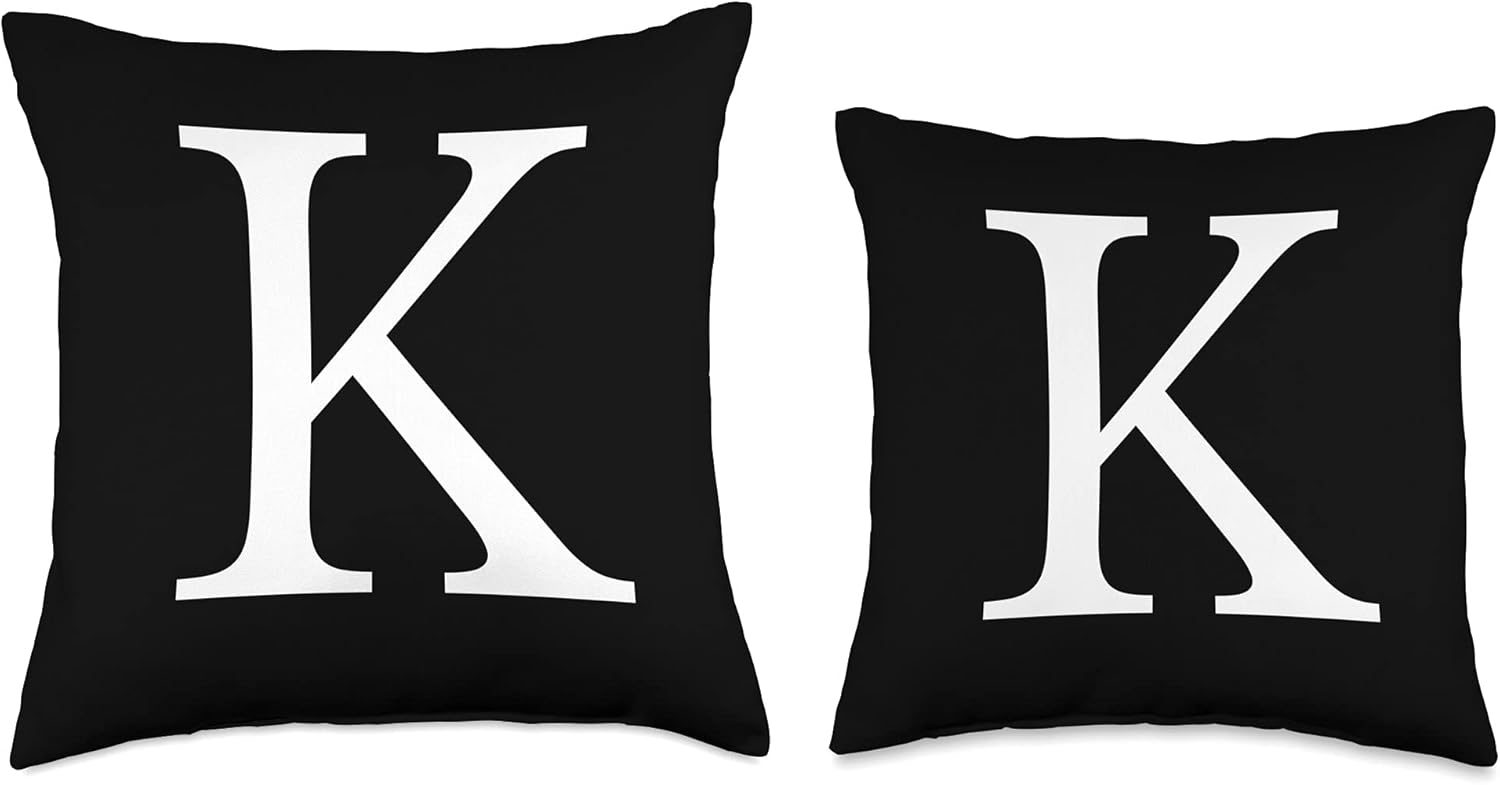 Cute & Classy Black White Monogram Letter K – Almohada (16.0 x 16.0in), multicolor