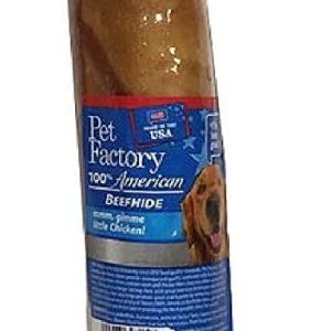 Pet Factory 100% hecho en Estados Unidos piel de res de 15 pulgadas con hueso anudado para masticar, sabor a pollo, 1 unidad1 paquete Pet Factory 100% hecho en Estados Unidos piel de res de 15 pulgadas con hueso anudado para masticar, sabor a pollo, 1 unidad1 paquete