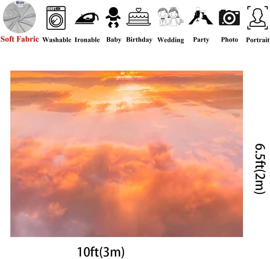 Kate Telones de fondo de cielo de nube roja de 10 x 6.5 pies para fotografía abstracta atardecer escena fondo estudio fotográfico