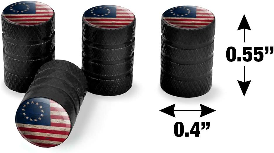 Rustic Betsy Ross 1776 – Tapones de válvula de aluminio con bandera estadounidense envejecida