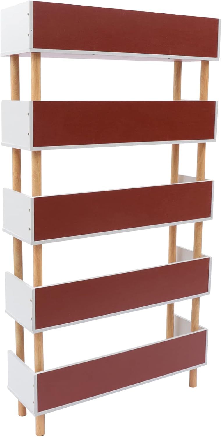 PaNeTnya Estantería abierta independiente de 5 niveles, estantería blanca, estante de almacenamiento multifuncional para sala de estar, dormitorio y
