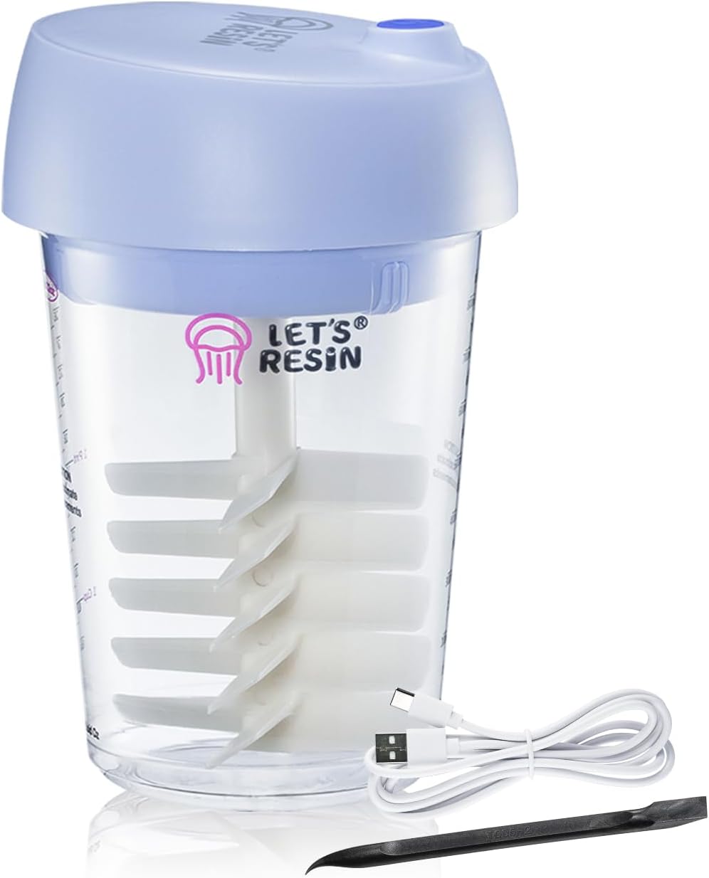 LET’S RESIN Mezclador automático de resina, mezclador epoxi fácil de limpiar, agitador eléctrico para mezcla de 24 onzas líquidas, suministros de