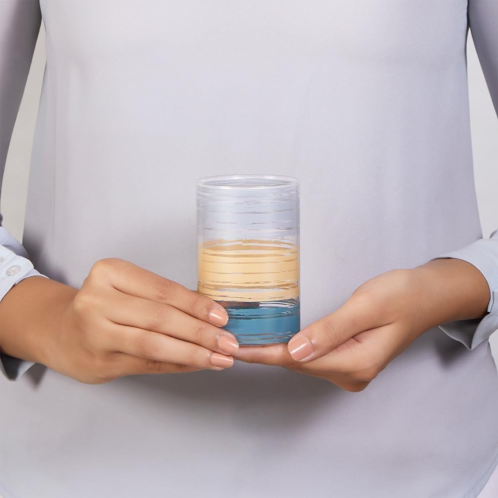 Borosil Vasos para beber, 10 onzas, juego de 6, sin BPA, vasos de agua para 6, vidrio de borosilicato transparente, ligero y duradero, resistente al