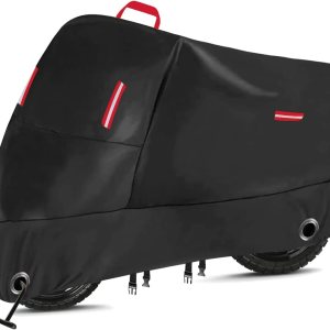 Funda para motocicleta resistente 300D, resistente al agua, para todas las estaciones, con 2 agujeros de bloqueo y 4 tiras reflectantes, se adapta a Funda para motocicleta resistente 300D, resistente al agua, para todas las estaciones, con 2 agujeros de bloqueo y 4 tiras reflectantes, se adapta a