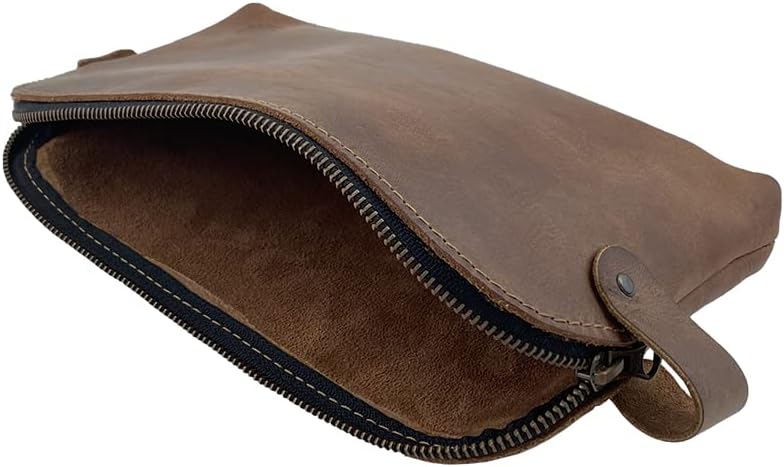 Hide & Drink, Bolsa grande rústica multiusos para cables y cargadores, bolsa de viaje, bolsa multiusos, cuero de grano completo, hecho a mano,