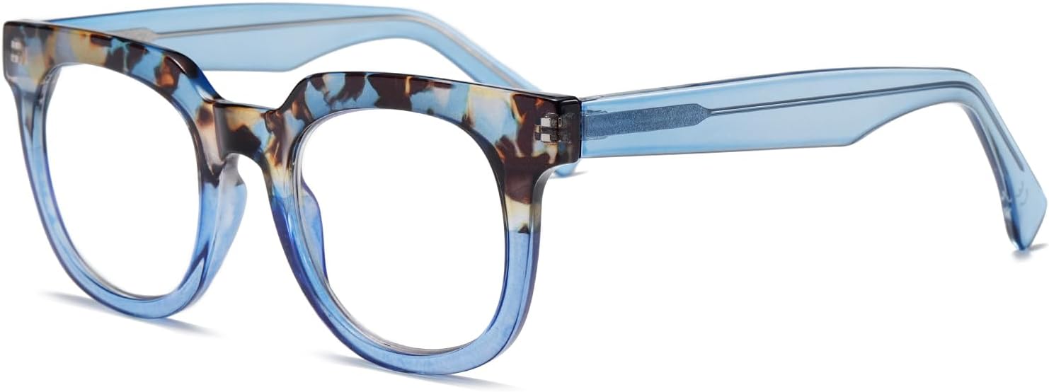 Gafas de lectura de moda con bloqueo de luz azul cuadrada para mujer, para el mundo del espectáculo, con estilo, +0.0 (azul)