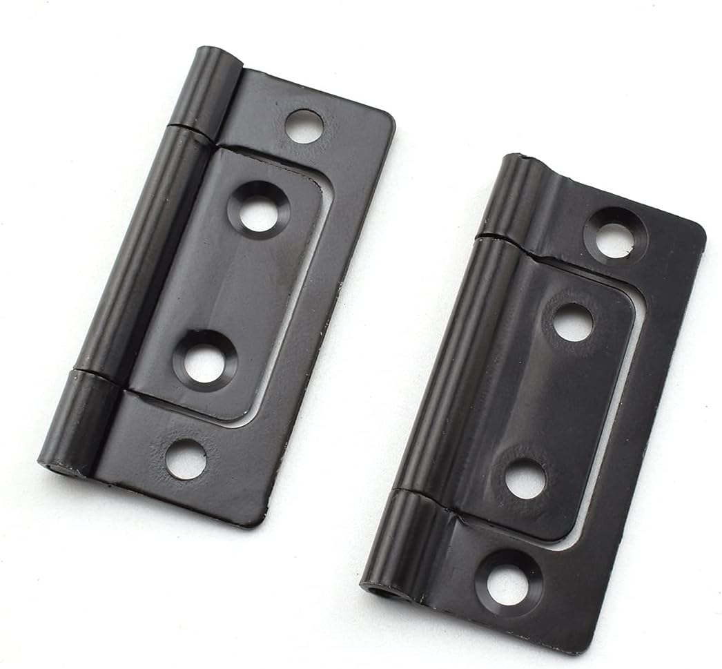 SDTC Tech Paquete de 4 bisagras de puerta sin embutir con tornillos para muebles, ventanas, armarios, etc. – 2 x 0.9 pulgadas, color negro