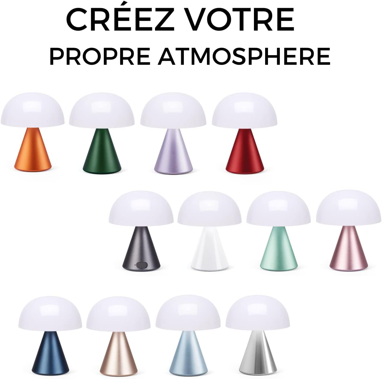 Lexon Mina M – Lámpara de noche portátil para dormitorios, niños y guardería, lámpara de mesa recargable de 9 colores LED con luz y atenuador de 24