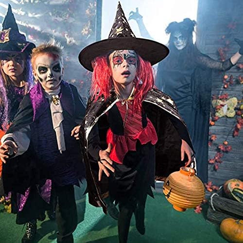 Capa de bruja de mago con sombrero y bolsa de calabaza, accesorios de disfraz de Halloween para niños, fiesta de cosplay