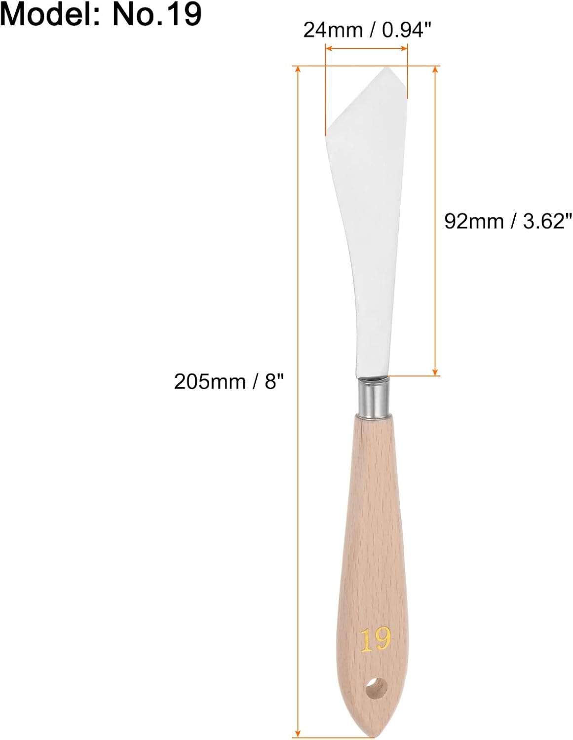 4pcs No.19 Paleta Cuchillos 0.945 in Ancho Acero Inoxidable Pequeña Espátula Inclinada Pintura Cuchillo de Paleta con Mango de Madera para Óleo
