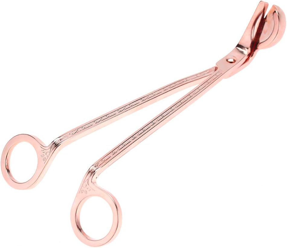 Restokki Cortador de mechas de vela, de acero inoxidable, chapado semicircular, con clip de corazón, tijeras, kit de cuidado de velas para amantes