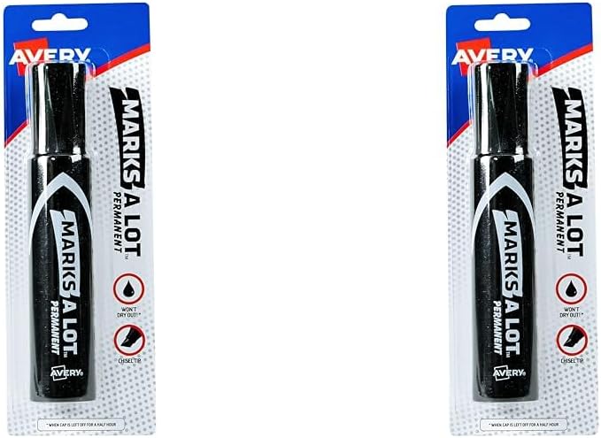 AVERY Marks-A-Lot – Marcador permanente, tamaño jumbo estilo escritorio, punta de cincel, resistente al agua y al desgaste, marcador negro (24138)