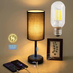 AXIQUE Lámparas de mesa para sala de estar, lámparas de escritorio para mesita de noche con puerto USB+C, control táctil, carga rápida inteligente, AXIQUE Lámparas de mesa para sala de estar, lámparas de escritorio para mesita de noche con puerto USB+C, control táctil, carga rápida inteligente,