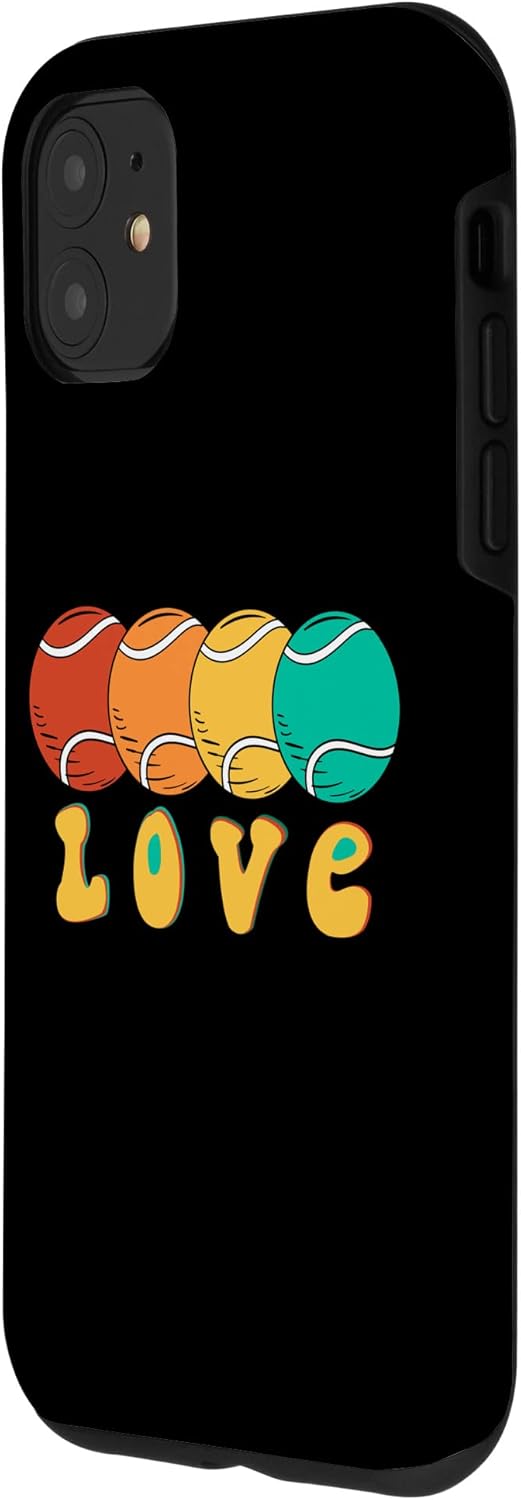 iPhone 11 Retro Groovy – Camiseta de tenis, estuche de pelotas de tenis LOVE