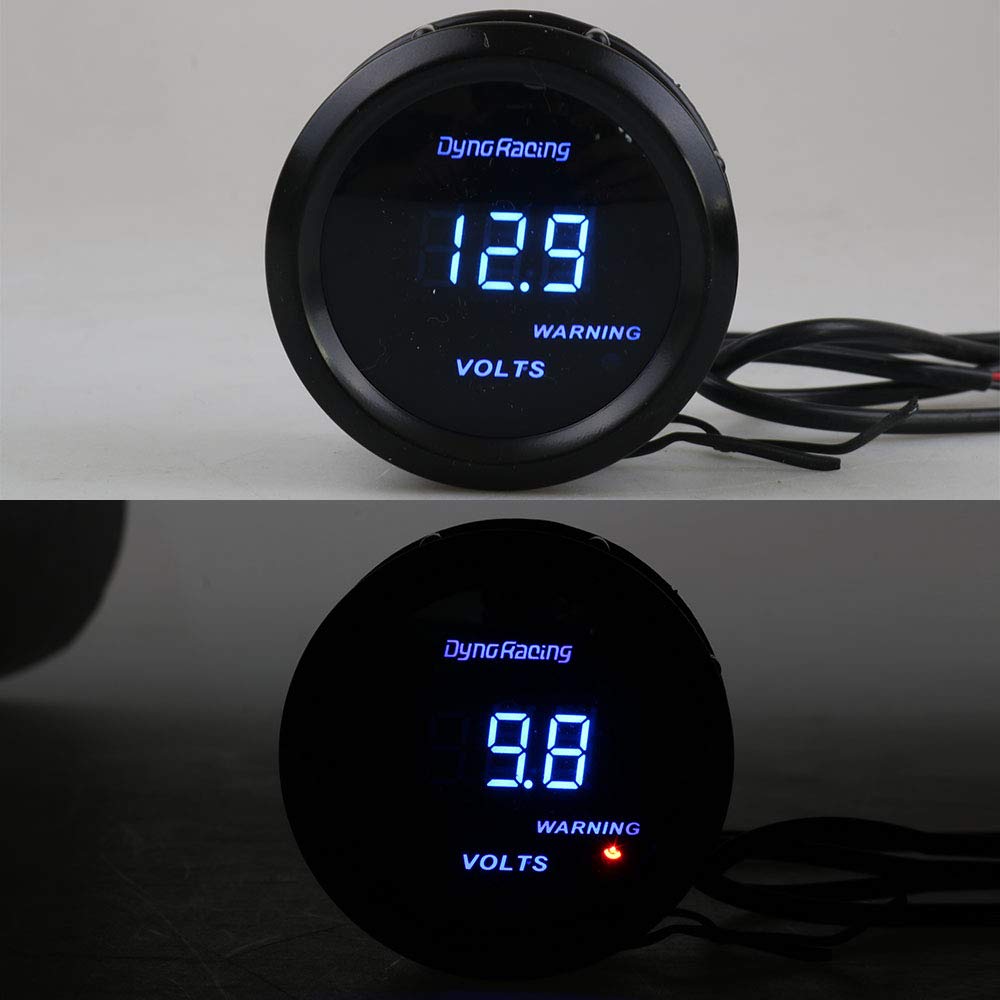 Dyno Racing Volt Meter 2 “2.047 in Digital led 8-18 Voltios Calibre Negro Cara Azul Led Coche Meter Auto Parts