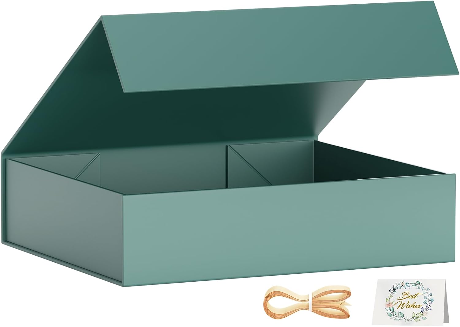 Cajas de regalo con tapas, 11.5 x 7.8 x 3 pulgadas, caja de regalo verde bosque para regalos, cierre magnético para camisetas, guantes, bufandas,