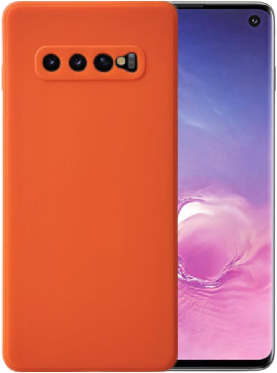 Casecious Compatible con Samsung Galaxy S10 – Carcasa trasera básica de gel de silicona líquida suave (naranja)