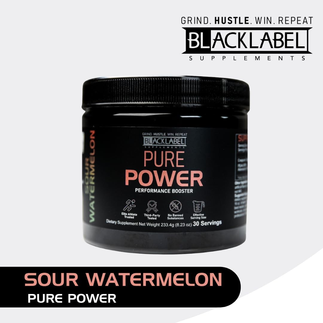 BLACKLABEL Supplements – Pure Power – Suplemento dietético preentrenamiento – Potenciador de rendimiento – Sin estimulantes – Constructor muscular –