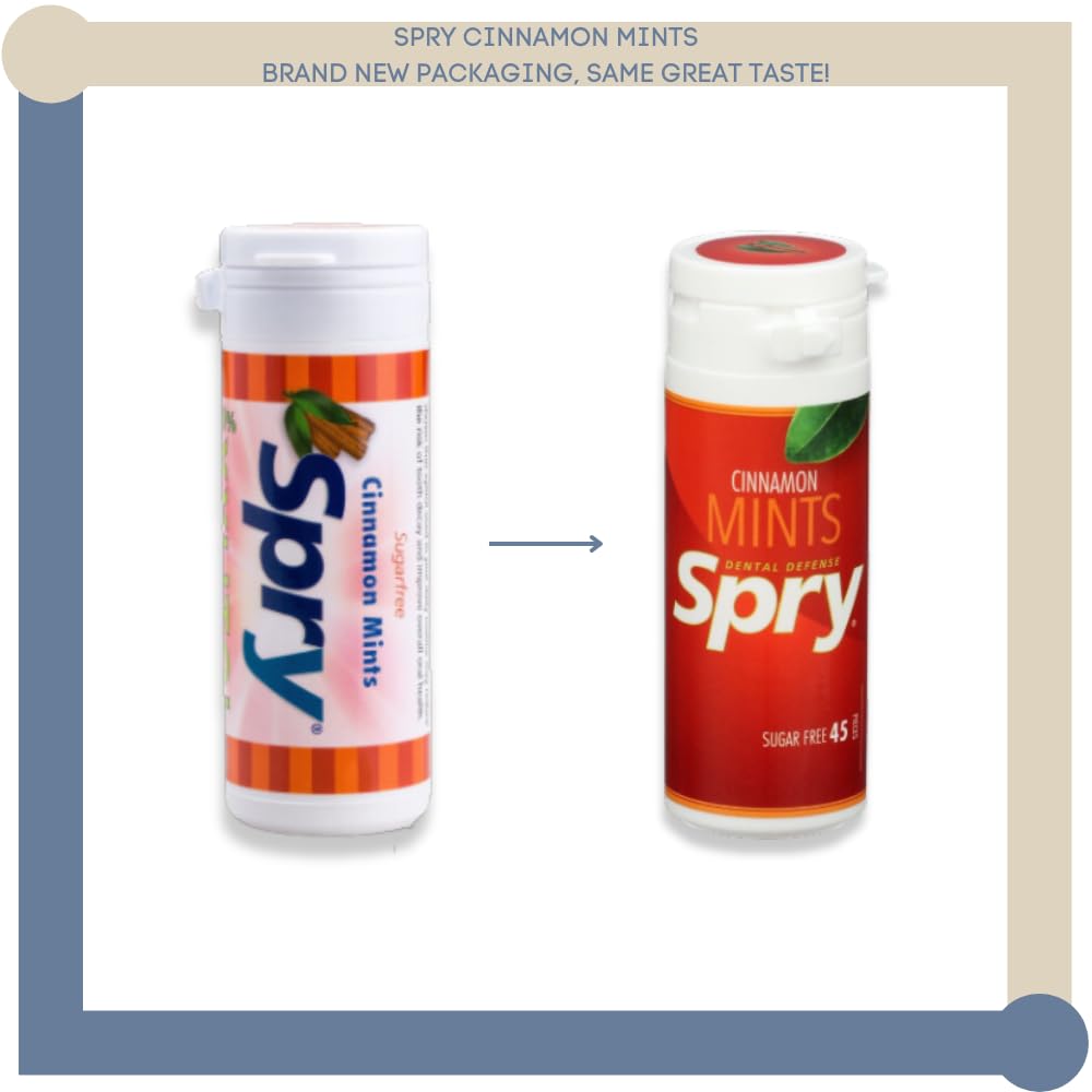 Spry – Paquete variado de 6 mentas 100% xilitol, sin azúcar, sin gluten, naturales, sin OMG para la salud bucal, cuidado de las encías, defensa
