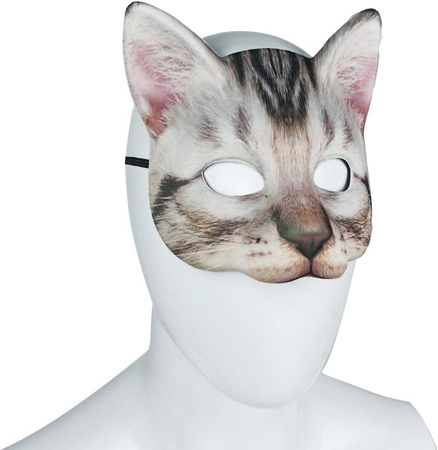 1 máscara de gato realista de Halloween, máscara de gato para Halloween, Navidad, Pascua, accesorio de fiesta de disfraces