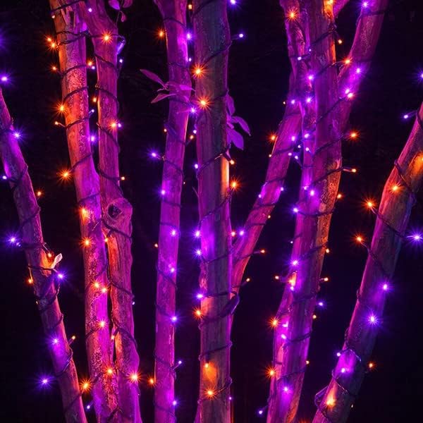 kemooie Paquete de 2 240 luces LED solares de Halloween de 78 pies para exteriores, decoraciones de Halloween impermeables al aire libre con 8 modos