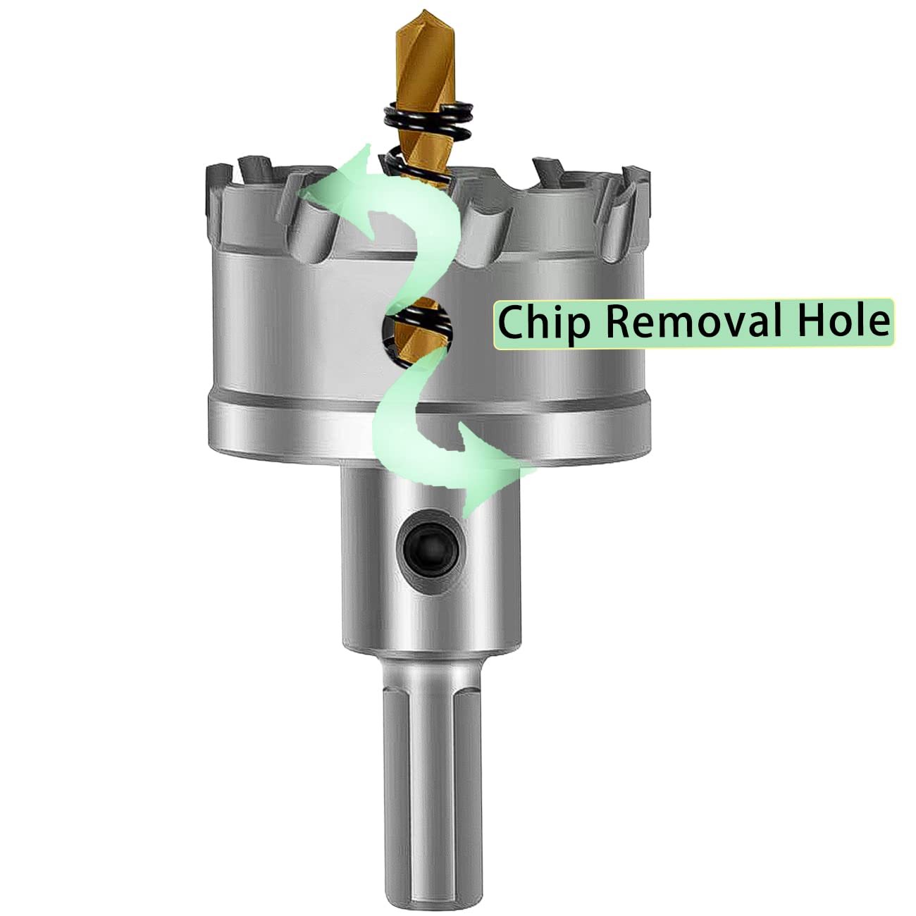 Sierra de agujero de carburo, cortador de agujeros TCT con broca piloto chapada en titanio para metal, acero inoxidable, hierro, madera, 1.496